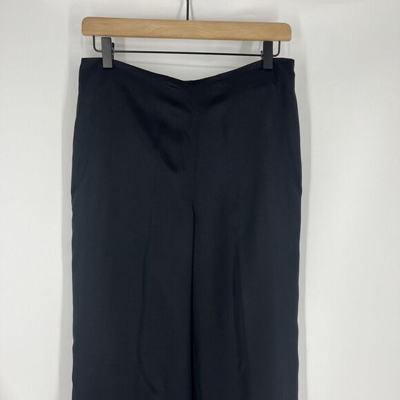 Ralph Lauren Pants Size 6 Womens Black Silk Trousers Wide Leg Quiet Luxury Luxe - Picture 2 of 7